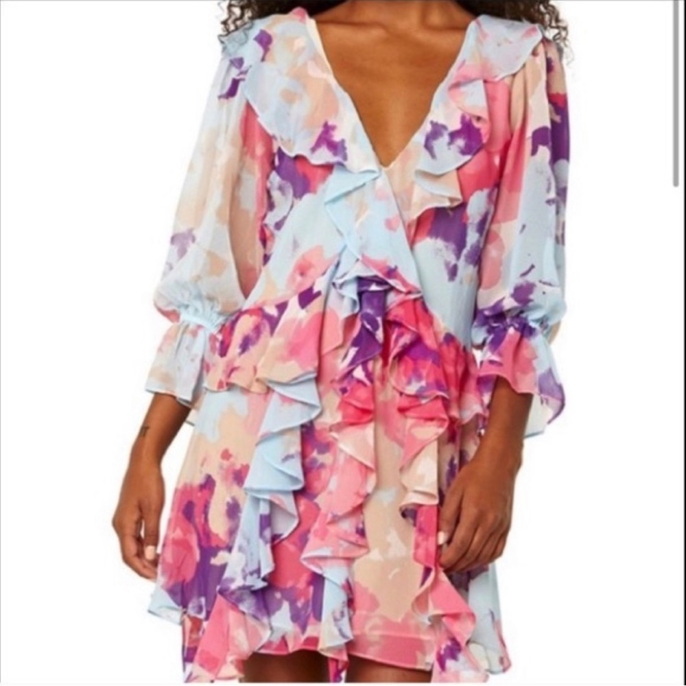 Misa Los Angeles Purple Pink Ruffled Tiered